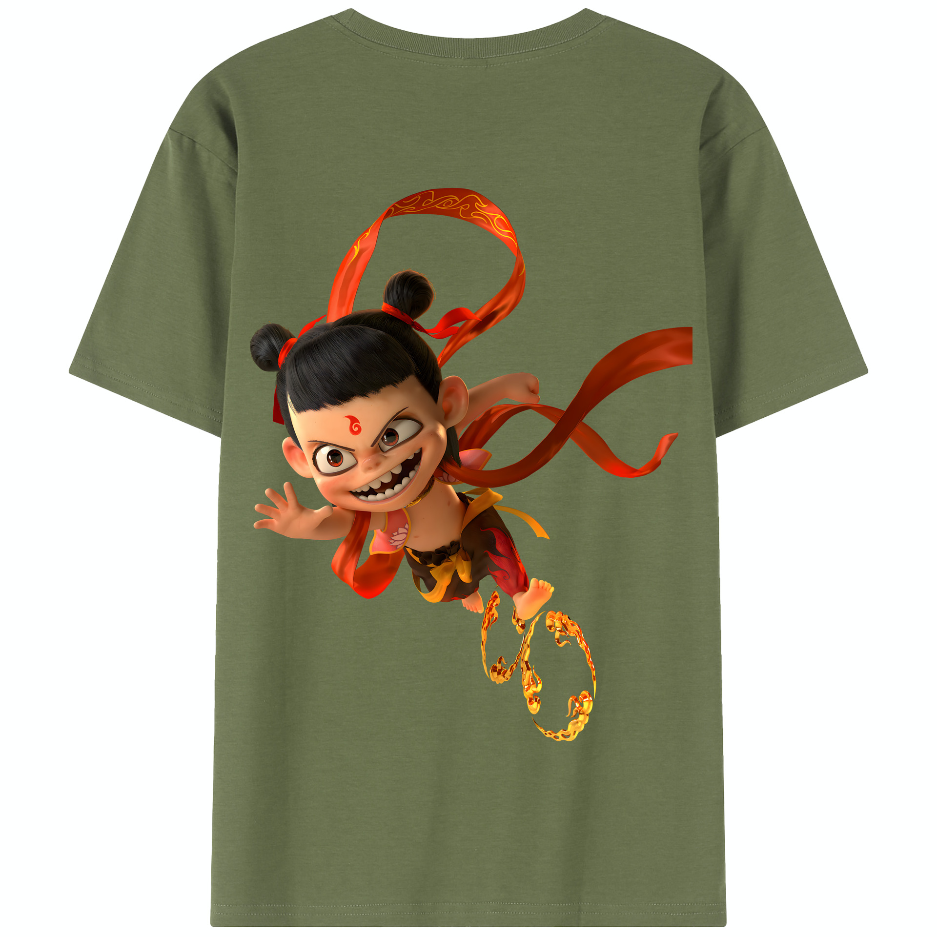 （画像用） Ne Zha 2 ナタ 魔童の大暴れ 綿100％半袖Tシャツ（背面プリント）